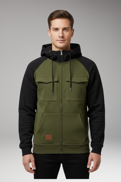 Men's Hooded Jacket Raglan Sleeves Zip Front