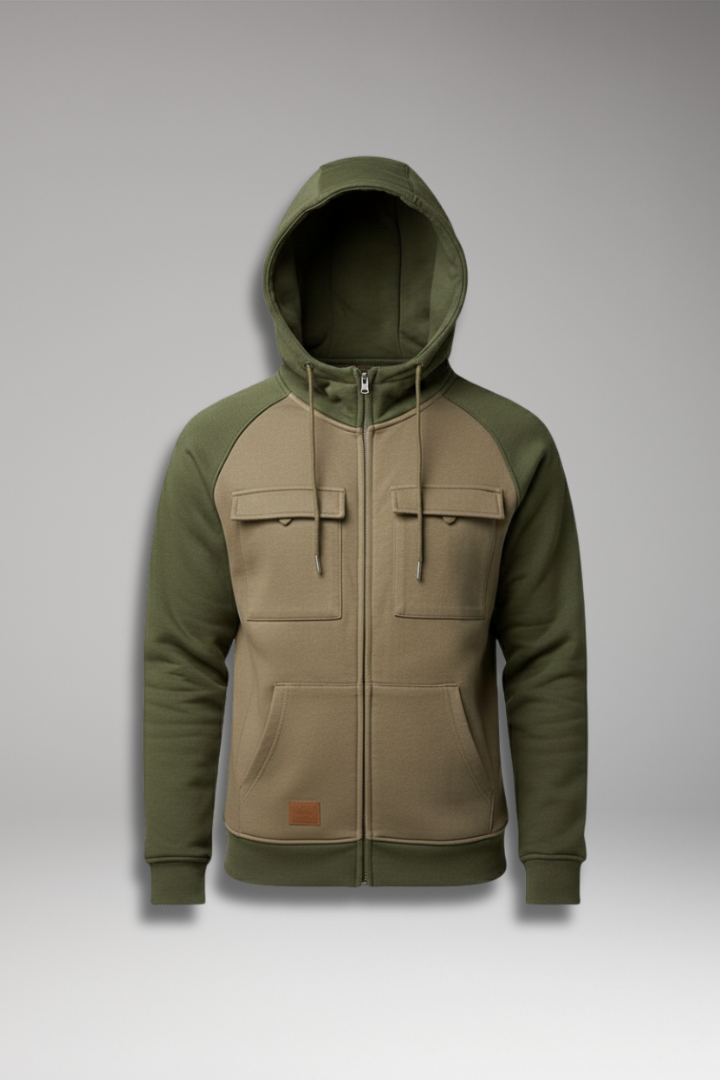Men's Hooded Jacket Raglan Sleeves Zip Front - Vonnera