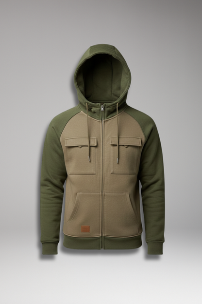 Men's Hooded Jacket Raglan Sleeves Zip Front - Vonnera