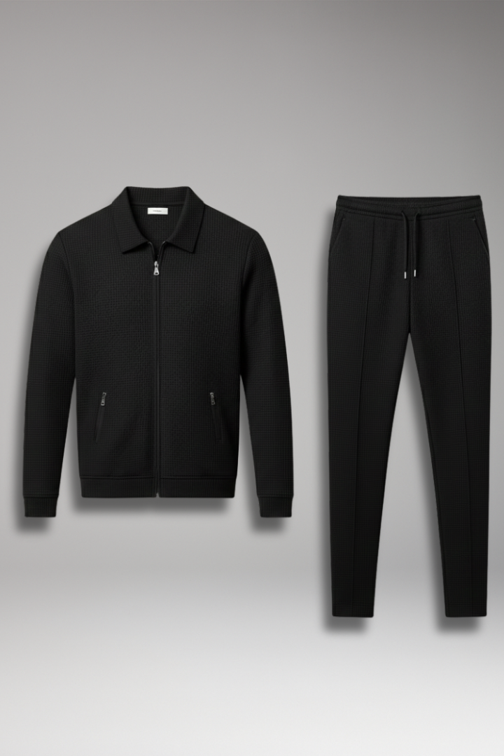 Men's Suit Jacket Pants Set Lapel Collar Waffle Texture - Vonnera