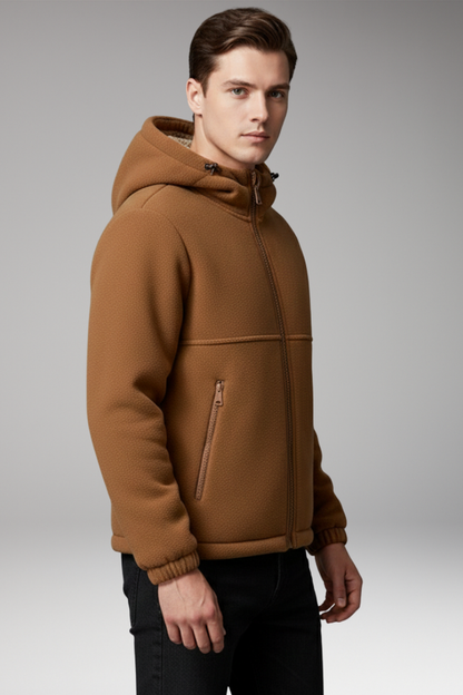 Men's Hooded Jacket Zipper Pockets