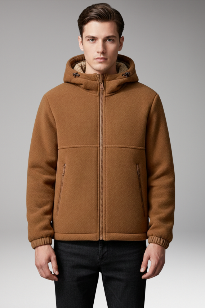 Men's Hooded Jacket Zipper Pockets