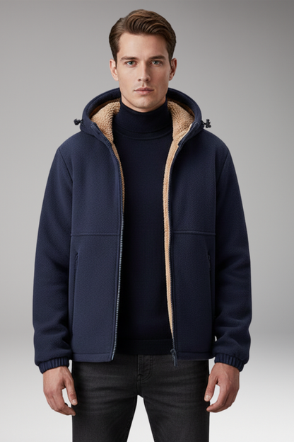 Men's Hooded Jacket Zipper Pockets