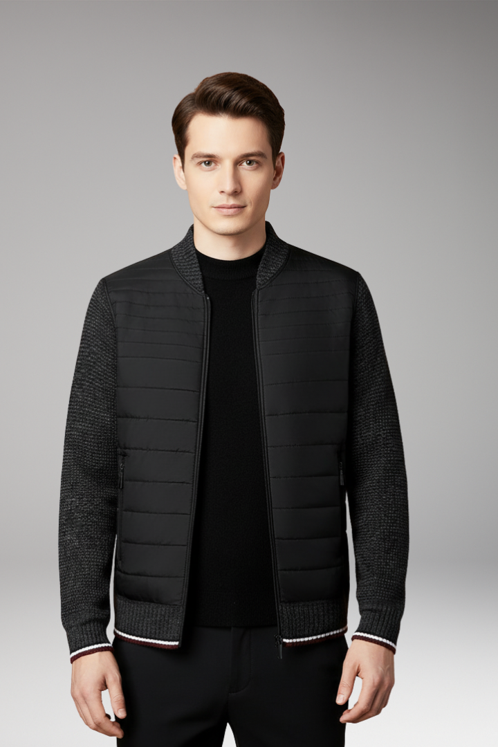 Men's Quilted Jacket Contrast Sleeves