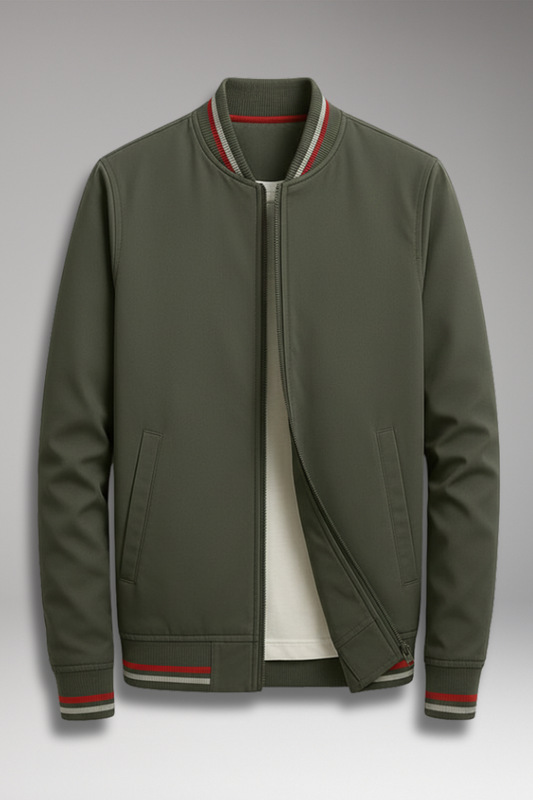 Men's Zip Front Jacket Ribbed Edge - Vonnera