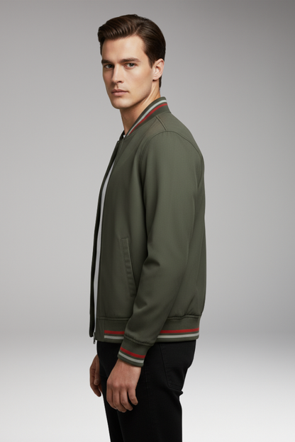 Men's Zip Front Jacket Ribbed Edge