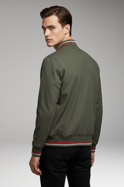 Men's Zip Front Jacket Ribbed Edge