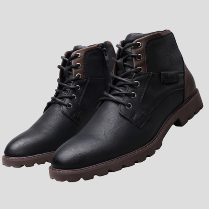 Men's Leather Dress Boots Zipper Black - Vonnera