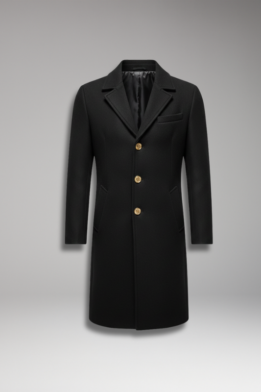 Men's Long Lapel Coat Button Front Closure - Vonnera