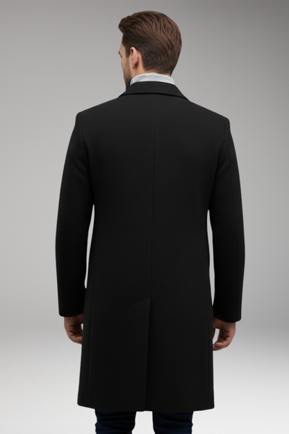 Men's Long Lapel Coat Button Front Closure
