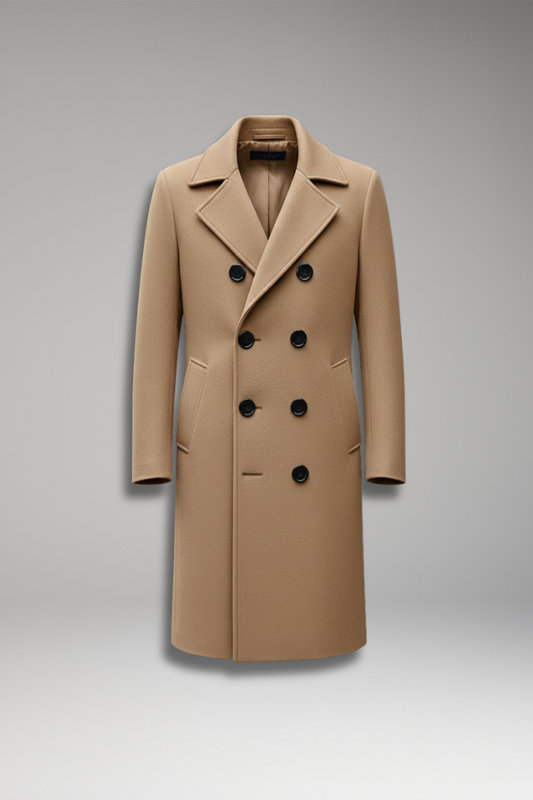 Men's Notch Lapel Long Coat Button Front - Vonnera