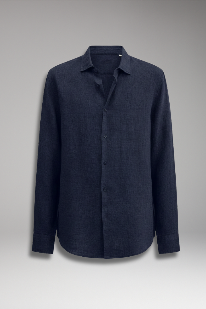 Men's Long Sleeve Dress Shirt Lapel Collar Button Front - Vonnera