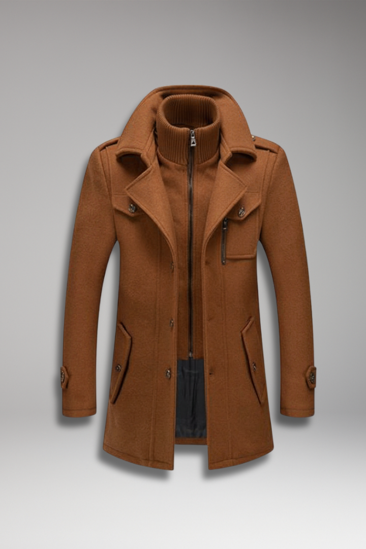 Men's Double Collar Overcoat Lined - Vonnera