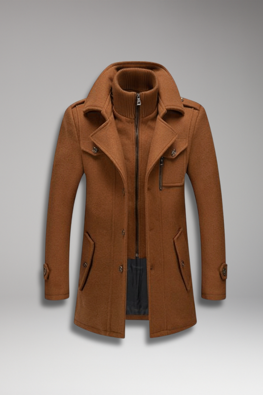 Men's Double Collar Overcoat Lined - Vonnera