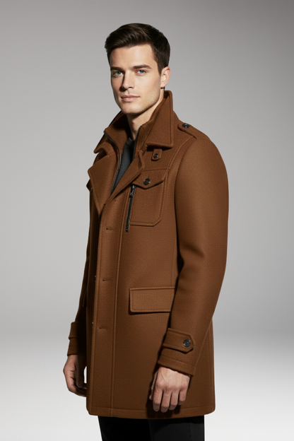Men's Double Collar Overcoat Lined