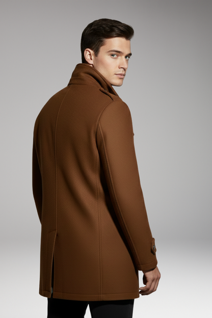 Men's Double Collar Overcoat Lined