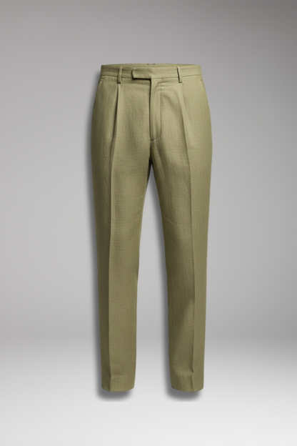 Men's Pleated Elastic Waist Pants Button Closure - Vonnera