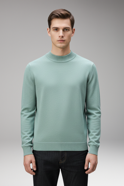 Men's Crew Neck Pullover Shirt Straight Hem