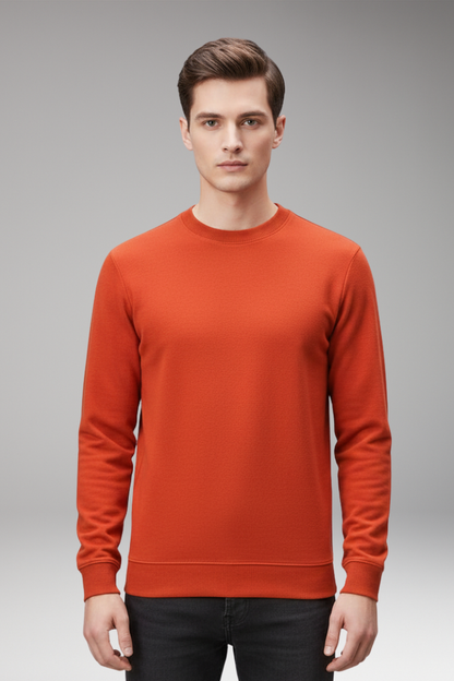 Men's Crew Neck Pullover Shirt Straight Hem