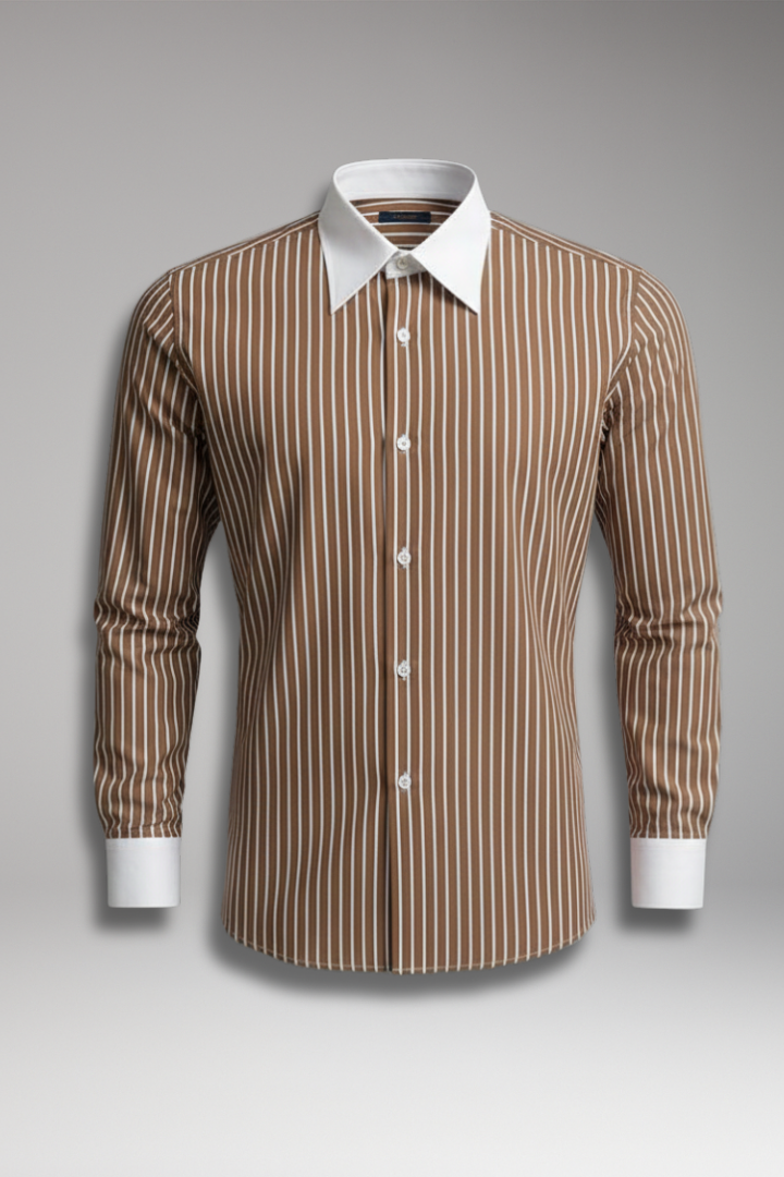 Men's Dress Shirt Lapel Collar Button Cuffs - Vonnera