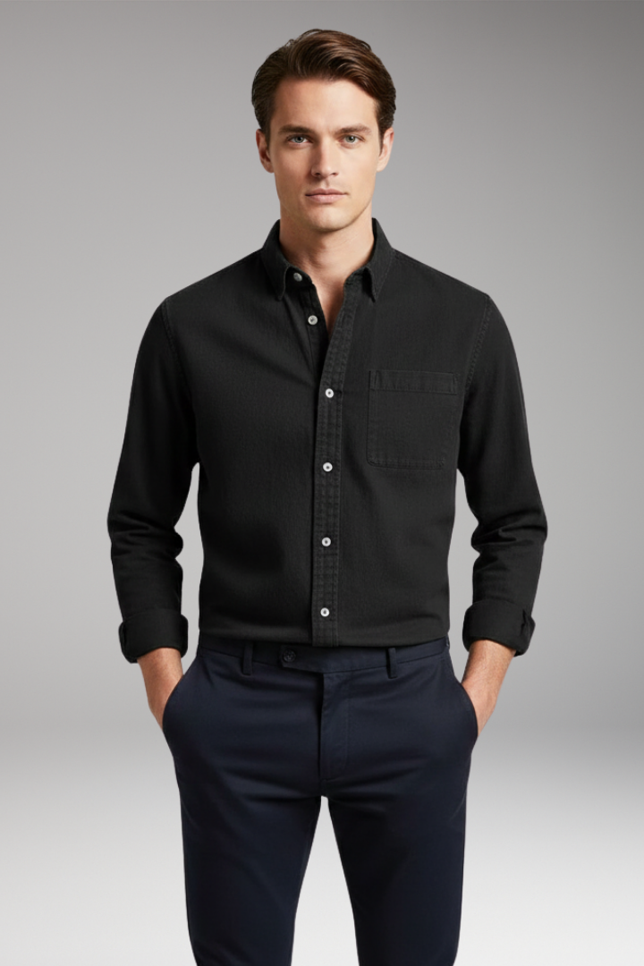 Men's Button Front Shirt Notched Collar