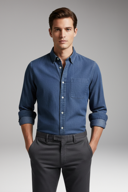 Men's Button Front Shirt Notched Collar