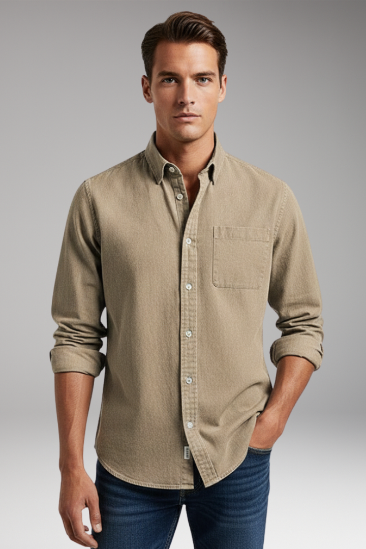 Men's Button Front Shirt Notched Collar