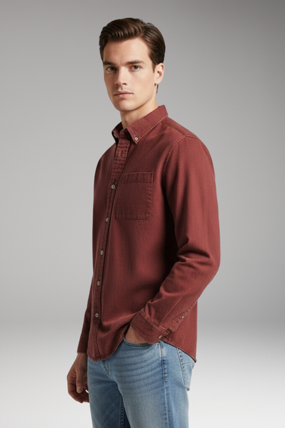Men's Button Front Shirt Notched Collar