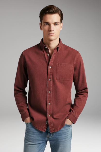 Men's Button Front Shirt Notched Collar