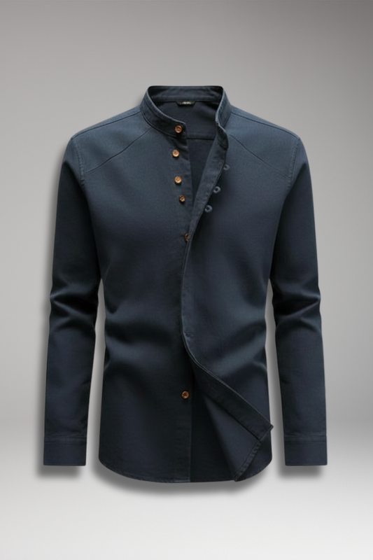 Men's Stand Collar Button Front Shirt - Vonnera