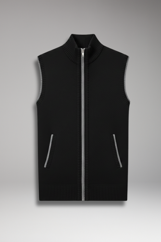 Men's Knitted Sleeveless Vest Plain Stand Collar - Vonnera