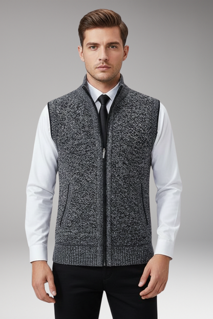 Men's Knitted Sleeveless Vest Plain Stand Collar