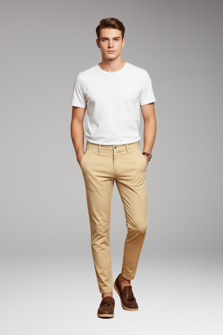 Men's Slim Fit Trousers Tapered Ankle