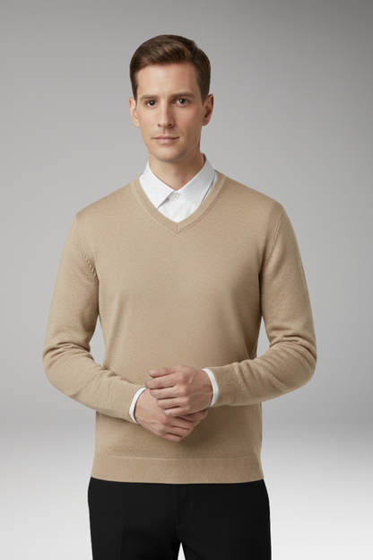 Men's Crew Neck Sweater Ribbed Hem