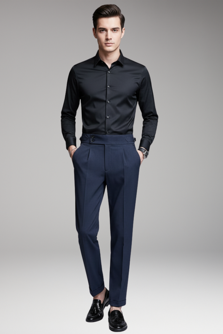 Men's Pleated Trousers With Waist Tabs