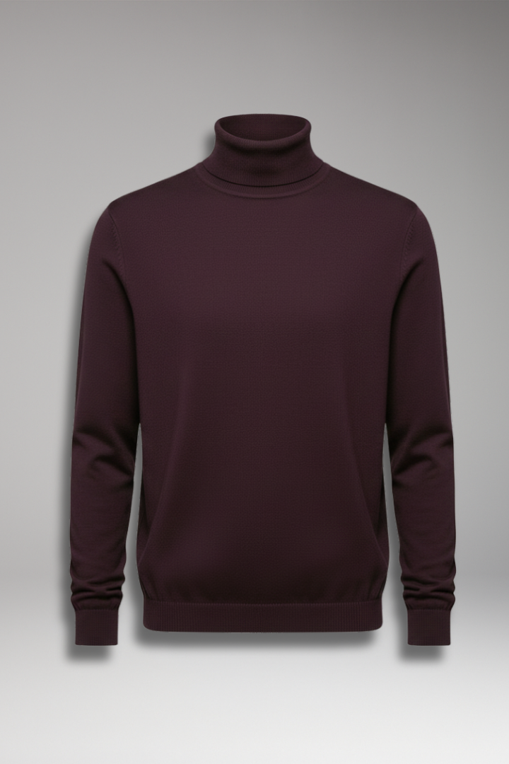 Men's Turtleneck Sweater Ribbed Cuffs Straight Hem - Vonnera
