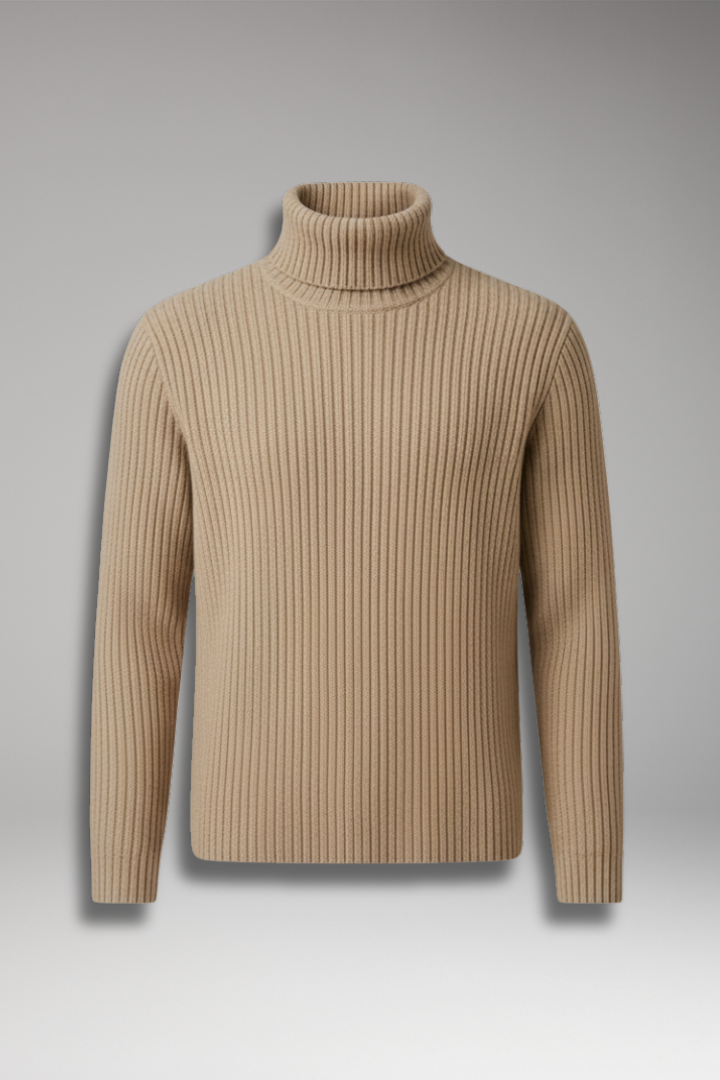 Men's Turtleneck Sweater Ribbed Knit - Vonnera