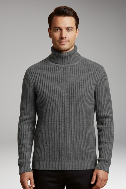 Men's Turtleneck Sweater Ribbed Knit