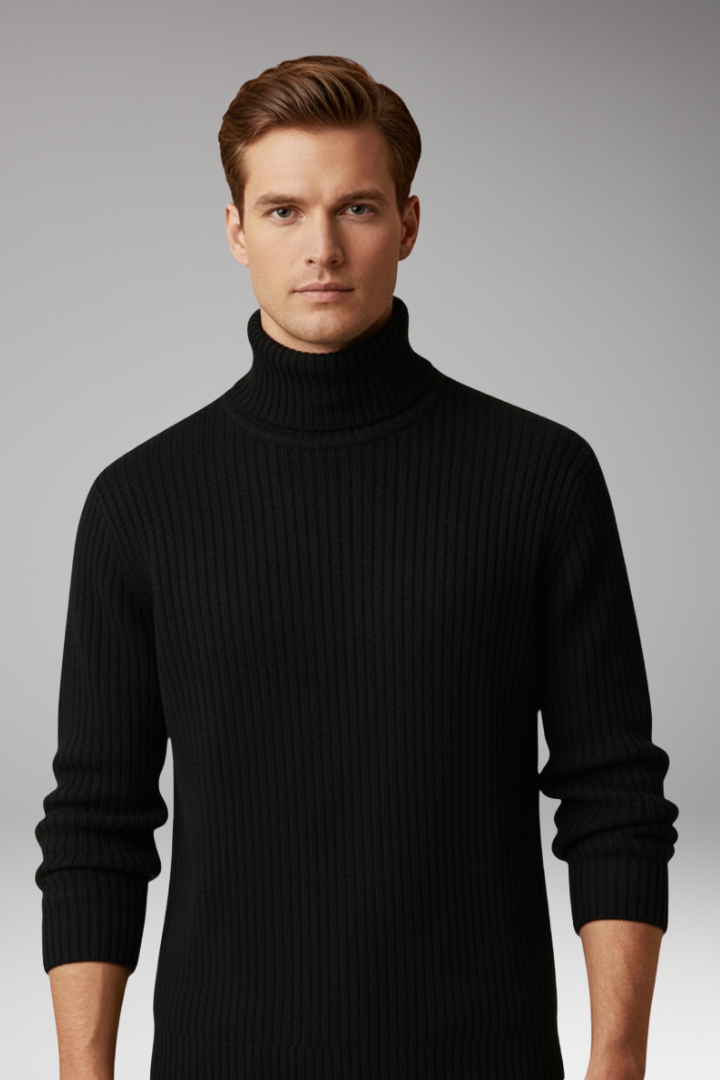 Men's Turtleneck Sweater Ribbed Knit