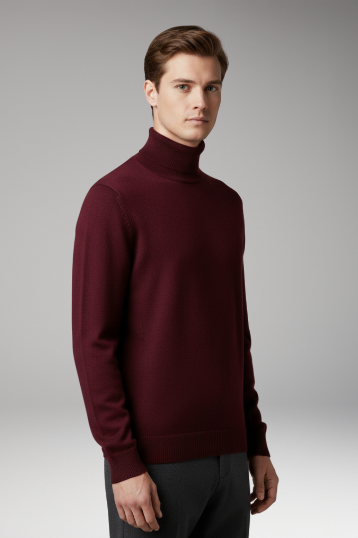 Men's Turtleneck Sweater Ribbed Knit Slim Fit