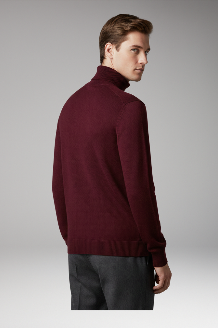 Men's Turtleneck Sweater Ribbed Knit Slim Fit