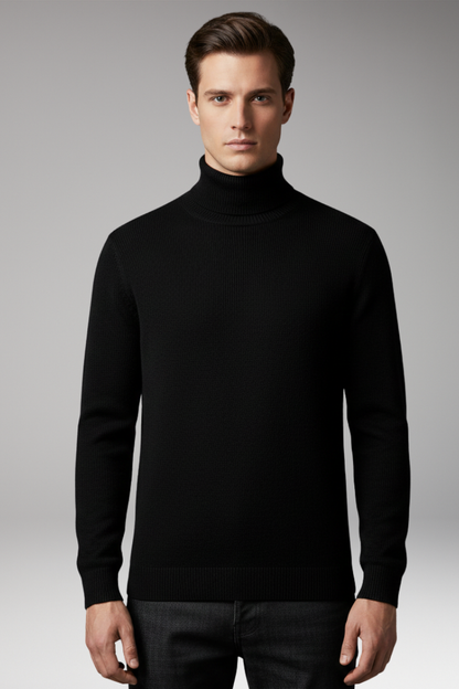 Men's Turtleneck Sweater Ribbed Knit Slim Fit