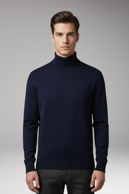 Men's Turtleneck Sweater Ribbed Knit Slim Fit