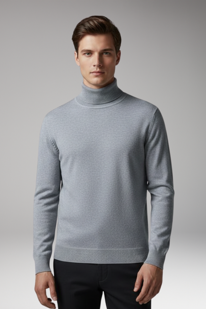 Men's Turtleneck Sweater Ribbed Knit Slim Fit