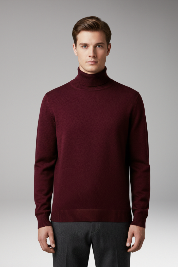 Men's Turtleneck Sweater Ribbed Knit Slim Fit