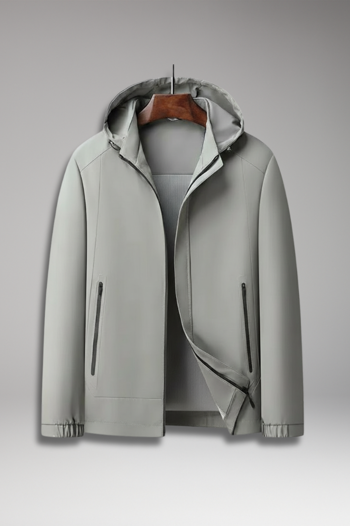 Men's Windproof Jacket Hooded Zippered Pockets - Vonnera