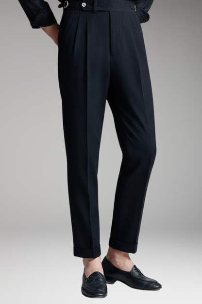 Men's High Waist Work Pants Pleated Front