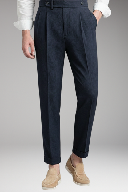 Men's High Waist Work Pants Pleated Front