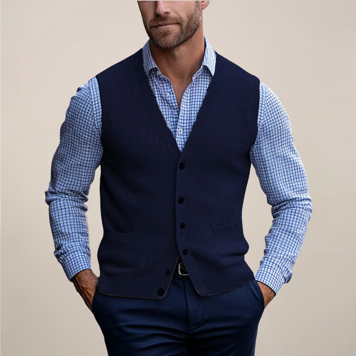 Men's Formal V Neck Vest Button Front
