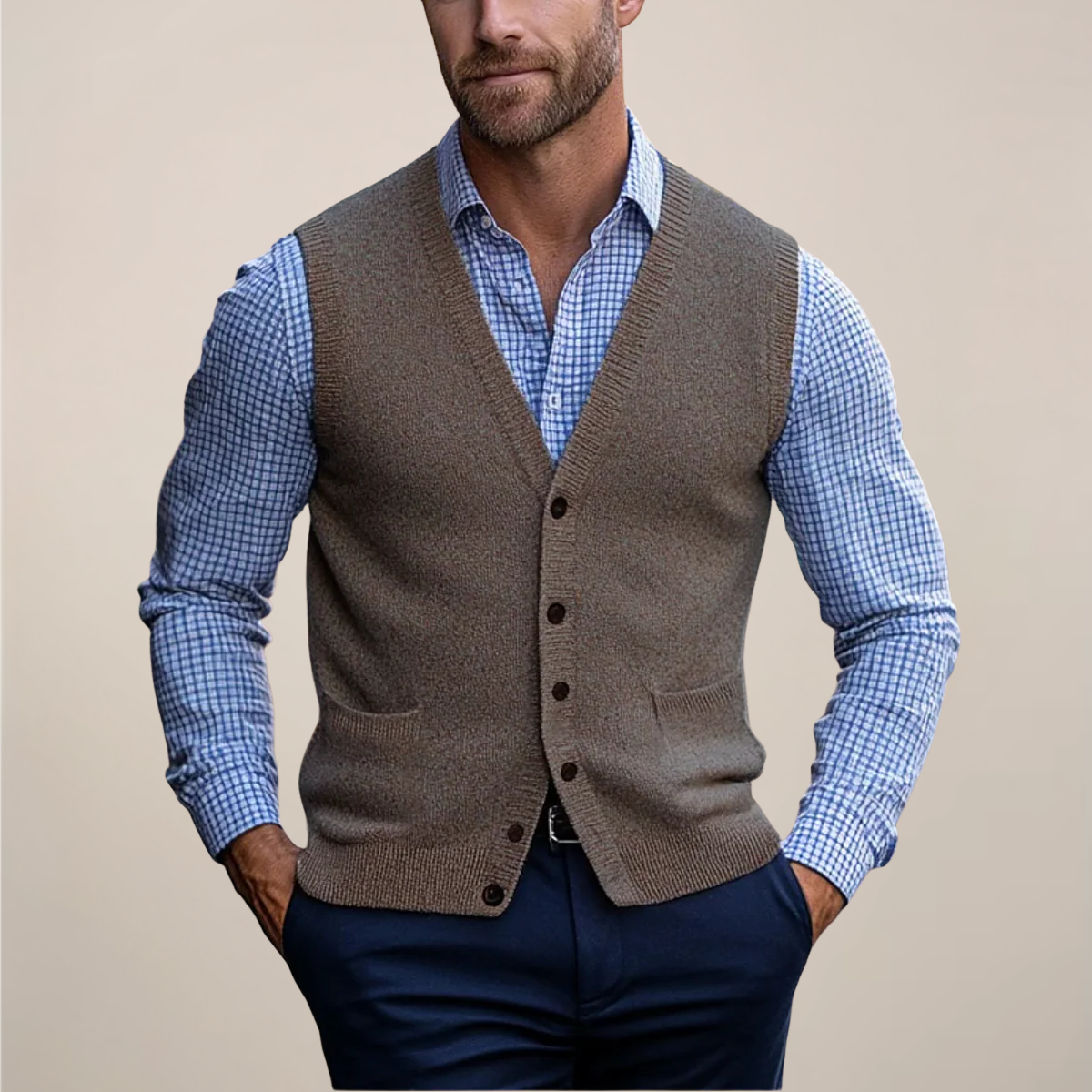 Men's Formal V Neck Vest Button Front - Vonnera